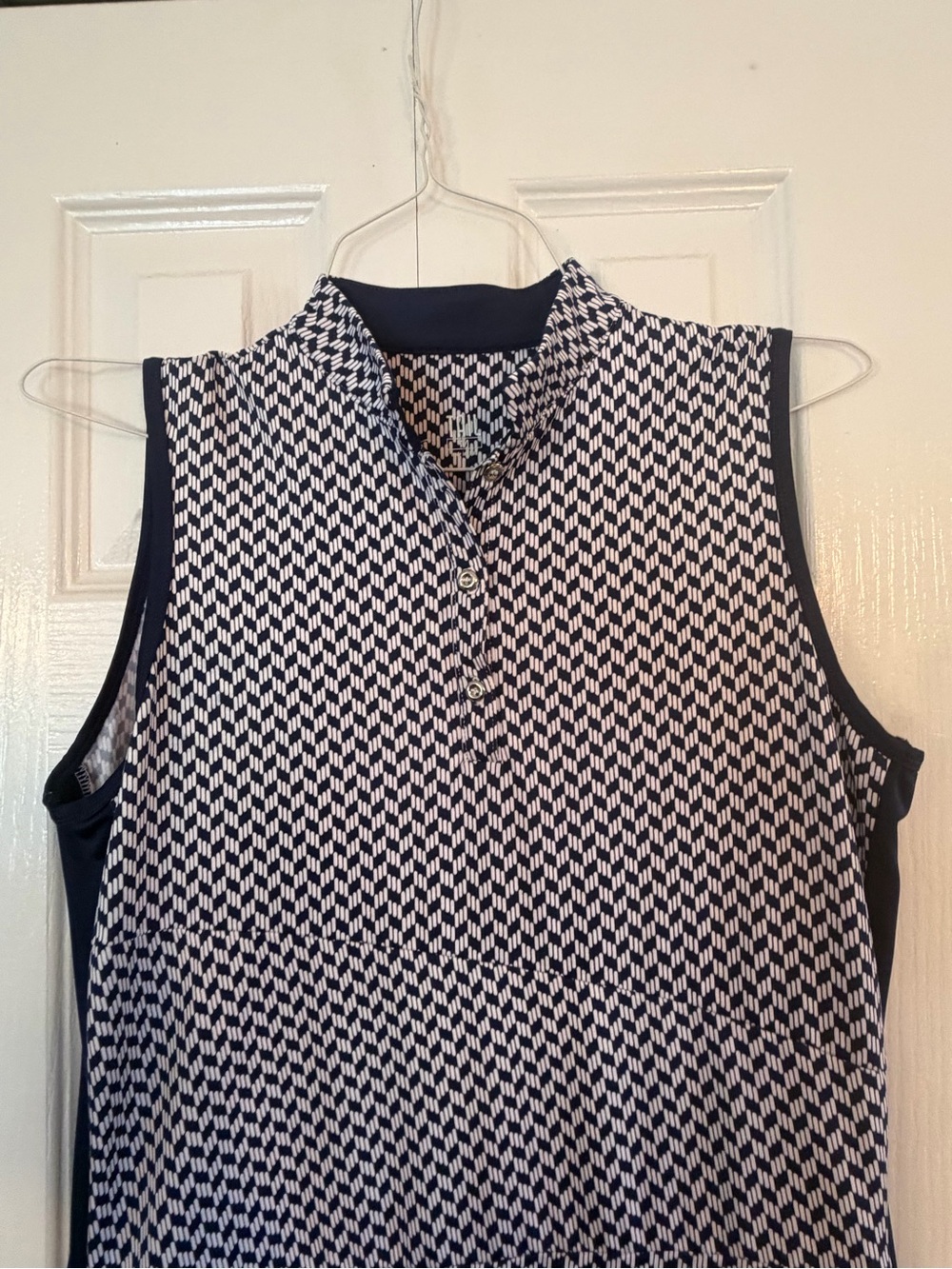 Golf - Tail Navy and White Sleeveless Geometric Shift Dress ideal for golf. - Picture 5 of 5